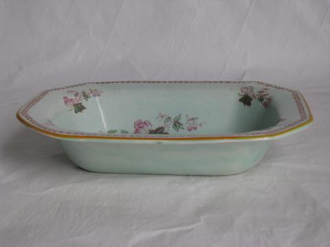 photo of Calyx Ware old antique Adams - England china bowl, peonies w/ laurel border, Metz #2