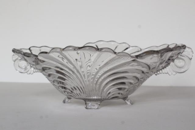 photo of Cambridge Caprice crystal clear elegant glass bowl w/ double handles, 1950s vintage #1