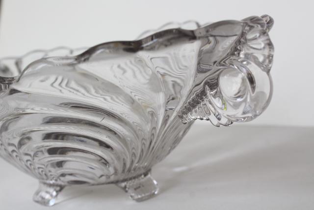 photo of Cambridge Caprice crystal clear elegant glass bowl w/ double handles, 1950s vintage #3