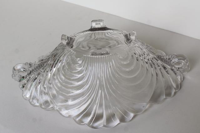 photo of Cambridge Caprice crystal clear elegant glass bowl w/ double handles, 1950s vintage #4