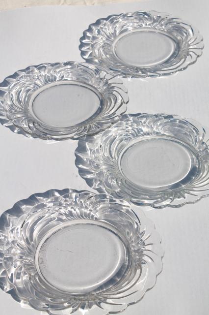 photo of Cambridge Caprice crystal clear glass salad plates set of 4, vintage elegant glass #2