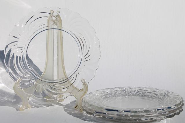 photo of Cambridge Caprice crystal clear glass salad plates set of 4, vintage elegant glass #3