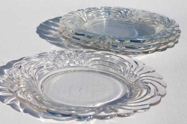 photo of Cambridge Caprice crystal clear glass salad plates set of 4, vintage elegant glass #6