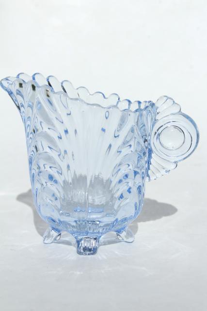 photo of Cambridge Caprice moonlight blue glass cream & sugar set, ice blue colored glass #3