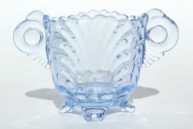 photo of Cambridge Caprice moonlight blue glass cream & sugar set, ice blue colored glass #4