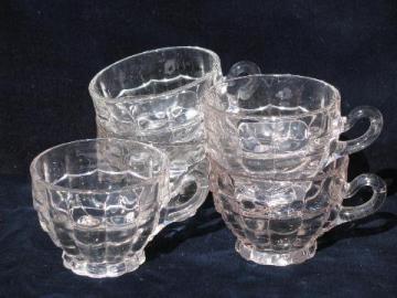 catalog photo of Cambridge Cascade pattern, clear elegant glass cups lot (no saucers)