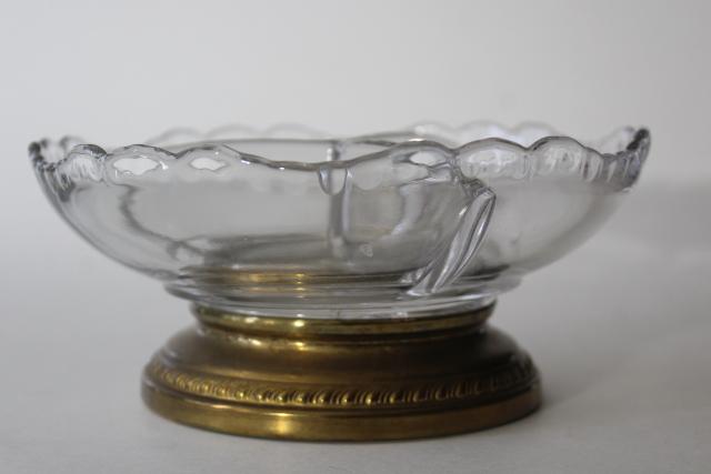 photo of Cambridge gadroon three part divided bowl relish dish, art deco vintage elegant glass #4