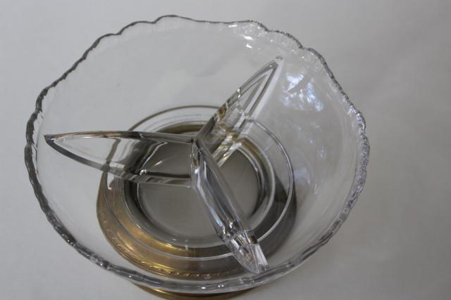 photo of Cambridge gadroon three part divided bowl relish dish, art deco vintage elegant glass #5