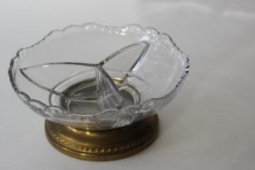 catalog photo of Cambridge gadroon three part divided bowl relish dish, art deco vintage elegant glass