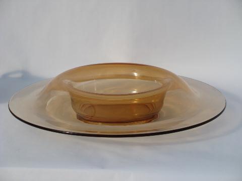 photo of Cambridge topaz colored glass, vintage large round console flower bowl #1