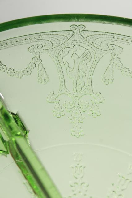 photo of Cameo green depression glass relish three part divided bowl, vintage Anchor Hocking #2