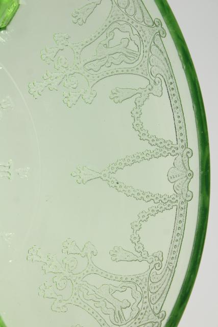 photo of Cameo green depression glass relish three part divided bowl, vintage Anchor Hocking #8