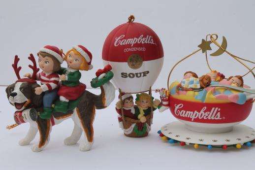 photo of Campbells Kids Campbell's Soup Christmas ornaments lot, 90s vintage #1