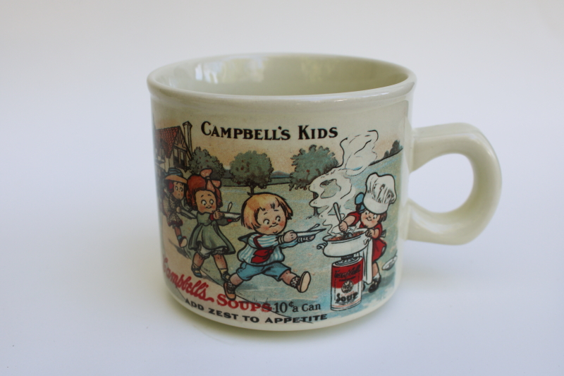 photo of Campbells soup mug w/ vintage Grace Drayton illustration circa 1910 antique advertising art #2