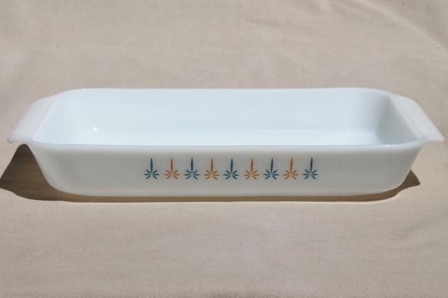 photo of Candle Glow Fire-King milk glass baking pan & custard cups, 1960s vintage #5