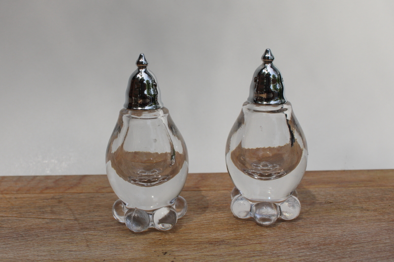 photo of Candlewick beaded foot salt & pepper shakers set, vintage Imperial glass #1