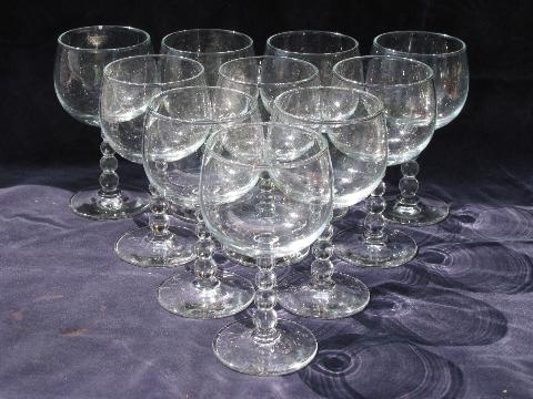 photo of Candlewick beads, set 10 beaded stem wine glasses, Libbey glass #1