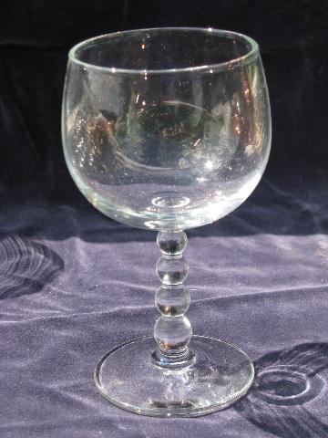 photo of Candlewick beads, set 10 beaded stem wine glasses, Libbey glass #2