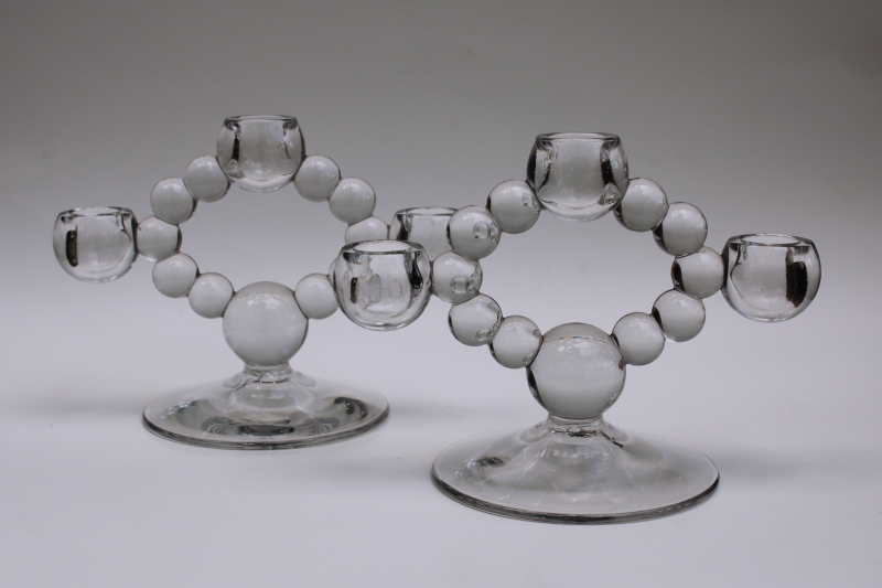 photo of Candlewick pattern glass candelabra, vintage Imperial glass clear crystal branched candlesticks #1