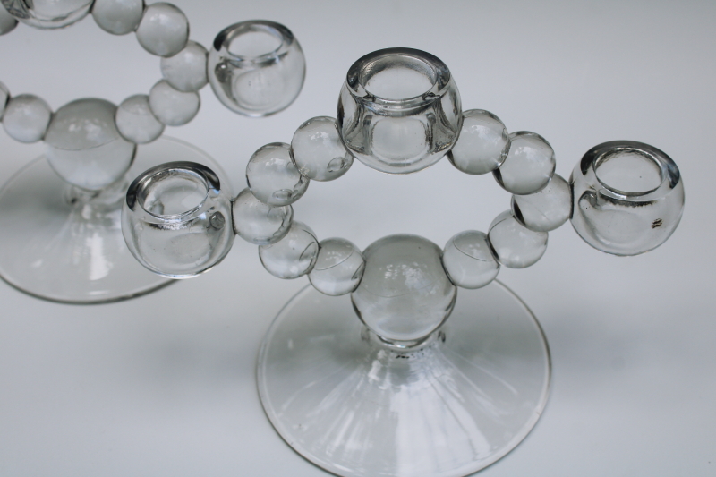 photo of Candlewick pattern glass candelabra, vintage Imperial glass clear crystal branched candlesticks  #2