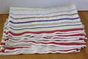 catalog photo of Cannon label cotton dish towels, 1950s vintage red green blue yellow striped kitchen towels