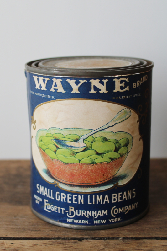 photo of Cantique vintage reproduction can faux canned lima beans print graphics Wayne brand advertising  #1