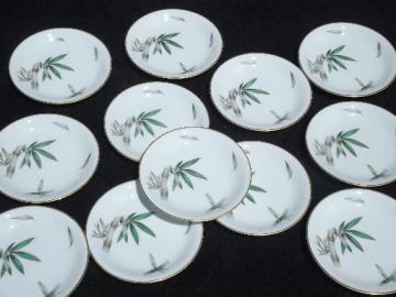 catalog photo of Canton green bamboo vintage Noritake china, 12 bread or dessert plates