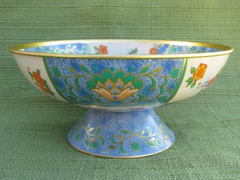 photo of Canton pattern English tole comport bowl vintage Baret Ware chinoiserie #1