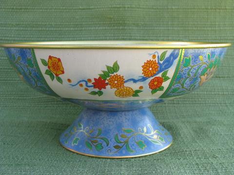 photo of Canton pattern English tole comport bowl vintage Baret Ware chinoiserie #3