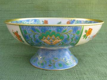 catalog photo of Canton pattern English tole comport bowl vintage Baret Ware chinoiserie