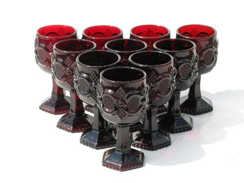 photo of Cape Cod royal ruby red vintage Avon glass 10 small goblets #1