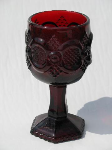 photo of Cape Cod royal ruby red vintage Avon glass 10 small goblets #2