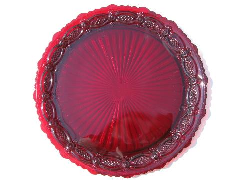 photo of Cape Cod royal ruby red vintage Avon glass, dinner plates lot #2