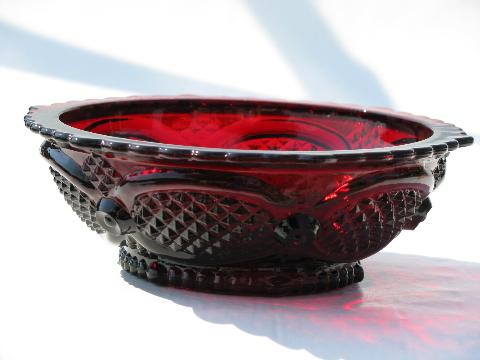 photo of Cape Cod royal ruby red vintage Avon glass, fruit or berry bowls #2