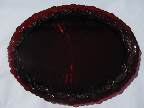 photo of Cape Cod royal ruby red vintage Avon glass large oval platter #1