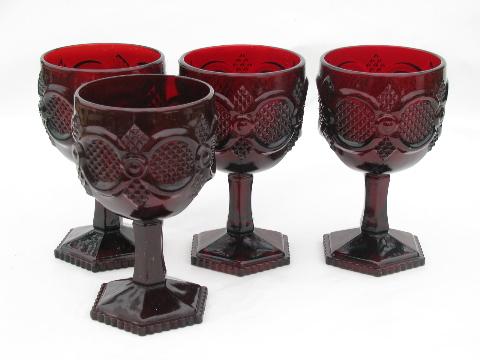 photo of Cape Cod royal ruby red vintage Avon glass, lot of 4 water glasses goblets #1