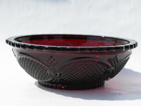 photo of Cape Cod royal ruby red vintage Avon glass, round vegetable or salad bowl #1