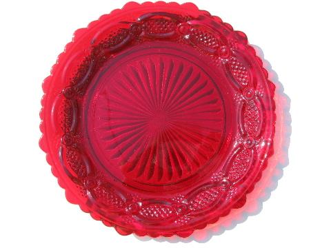 photo of Cape Cod royal ruby red vintage Avon glass salad plates #2