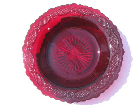 photo of Cape Cod royal ruby red vintage Avon glass soup bowls plates #2