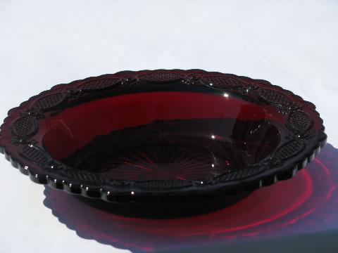 photo of Cape Cod royal ruby red vintage Avon glass soup bowls plates #3