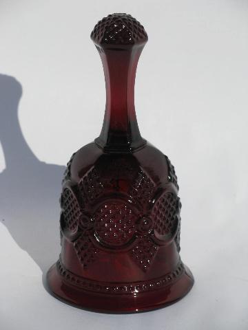 photo of Cape Cod royal ruby red vintage Avon glass, unmarked Christmas bell #1