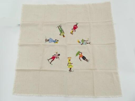 photo of Caribbean hand-stitched applique and embroidered tablecloth, Jamaica folk art #1