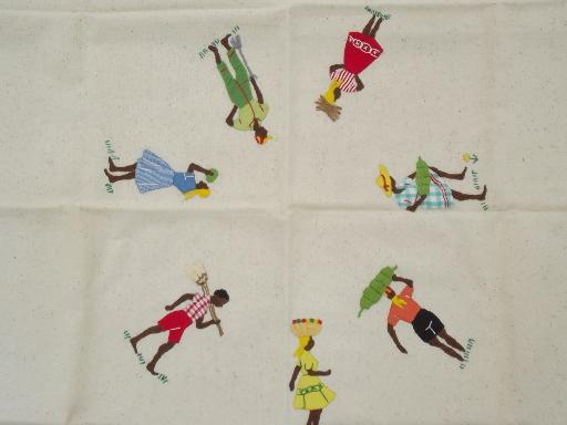 photo of Caribbean hand-stitched applique and embroidered tablecloth, Jamaica folk art #2