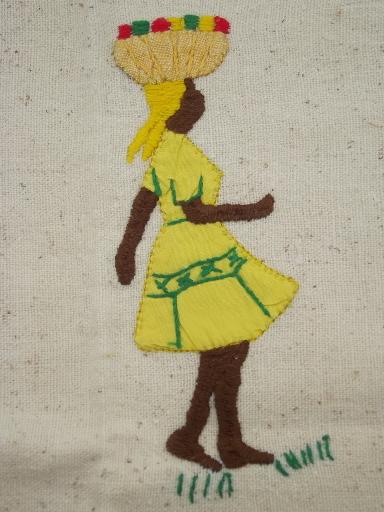 photo of Caribbean hand-stitched applique and embroidered tablecloth, Jamaica folk art #3