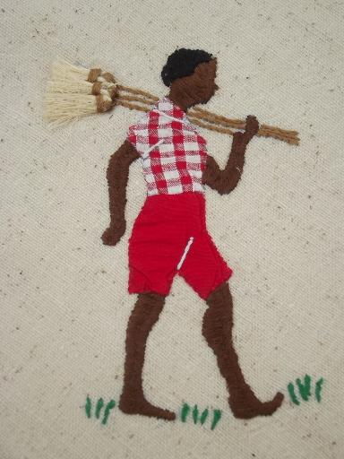 photo of Caribbean hand-stitched applique and embroidered tablecloth, Jamaica folk art #4