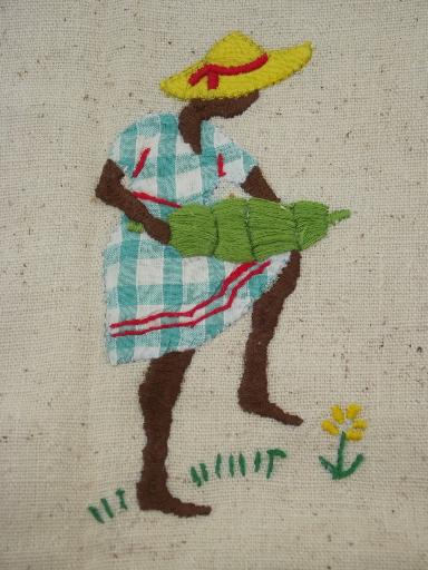 photo of Caribbean hand-stitched applique and embroidered tablecloth, Jamaica folk art #5