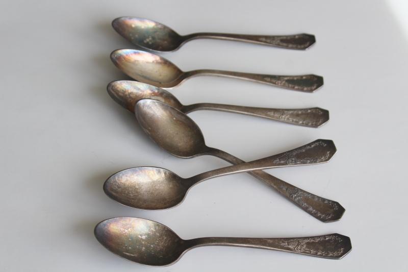 photo of Carolina flower basket pattern vintage silverplate teaspoons, Holmes & Edwards silver #3