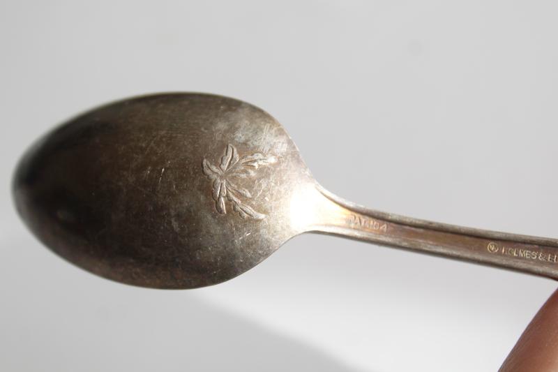 photo of Carolina flower basket pattern vintage silverplate teaspoons, Holmes & Edwards silver #5