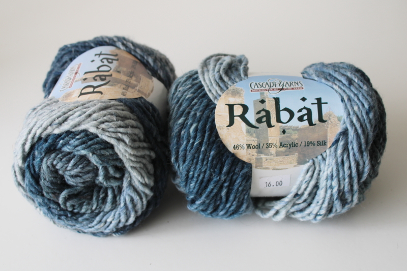photo of Cascade yarns Rabat wool acrylic silk homespun texture yarn blue shades, two 100 gram skeins  #1