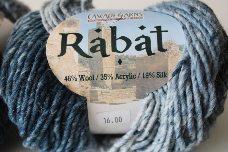 photo of Cascade yarns Rabat wool acrylic silk homespun texture yarn blue shades, two 100 gram skeins  #2